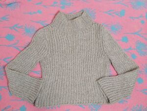 Skin womens medium Peruvian alpaca wool tan beige sweater mockneck